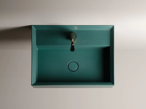 CUT - Countertop ceramic washbasin with hidden overflow - Washbasin by Valdama