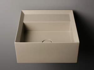 CUT - Square single ceramic washbasin - Washbasin by Valdama