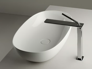 POD - Countertop oval single ceramic washbasin - Washbasin by Valdama