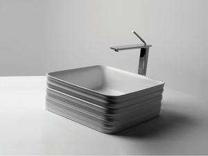 TRACE - Square single ceramic washbasin - Washbasin by Valdama
