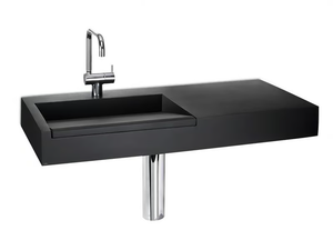 CINCO EXTENDED - Wall-mounted resin washbasin with integrated countertop - Washbasin by Vallvé