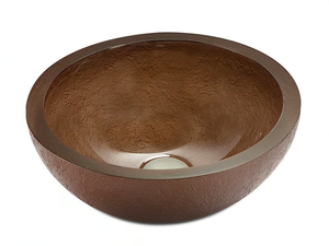 DOLCE ROUND TEXTURE BRONZE - Countertop round resin washbasin - Washbasin by Vallvé