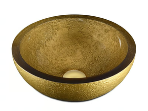 DOLCE ROUND TEXTURE GOLD - Countertop round resin washbasin - Washbasin by Vallvé