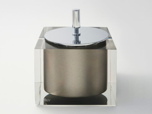PLATINUM GLOSS - Resin cotton holder with lid - Sanitary accessories by Vallvé