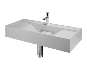 SIDES - Wall-mounted rectangular resin washbasin - Washbasin by Vallvé