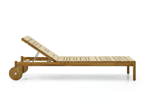 BARCODE - Recliner teak sun lounger with castors - Armchair by Varaschin
