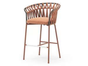 EMMA CROSS - High fabric garden stool with armrests - Stool by Varaschin