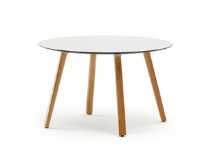 EMMA - Round iroko coffee table - Side table by Varaschin