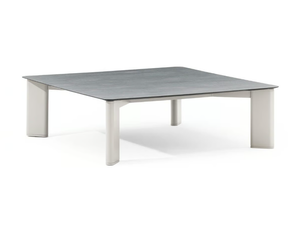 PLINTO - Square aluminium and wood garden side table - Side table by Varaschin