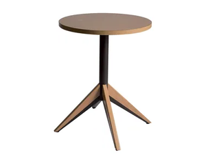 BATTLE WOOD - Round wooden table with 4-star base - Table by Vela Arredamenti