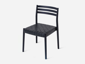 BOGART - Stackable wooden chair with ecycled leather seat - Chair by Vergés