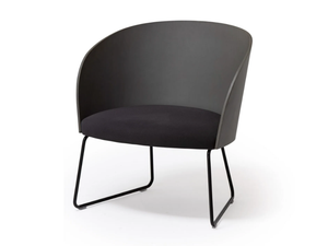 CISTELL ORIGINAL - Metallic sled base easy chair with wooden back - Armchair by Vergés