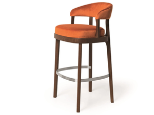 ECLIPSE 06 - High upholstered fabric stool with footrest - Stool by Very Wood