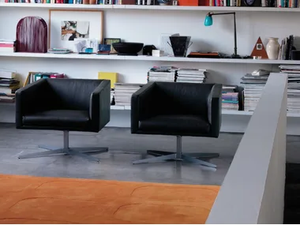 CUBICA - With 4-spoke base leather easy chair with removable cover - Armchair by Verzelloni