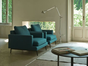 LARSEN - Fabric armchair with removable cover with armrests - Armchair by Verzelloni
