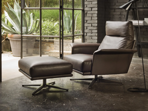 NILSON - Leather armchair with armrests with 4-spoke base - Armchair by Verzelloni