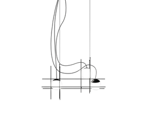 PLOT FRAME SP - LED pendant lamp in metal and blown glass - Ceiling lamp by Vetreria Vistosi