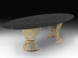 GATSBY - Oval Nero Marquina marble table - Table by VGnewtrend