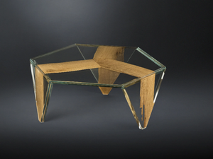 RUCHE VENEZIA - Low hexagonal wood and glass coffee table - Coffee table by VGnewtrend