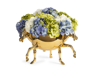 VASE HORSES HYDRANGEA - Floral composition with ceramic vase in 24 KT gold - Styling by VGnewtrend