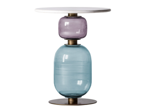 BAYEUX - Glass coffee table with stone top - Coffee table by Vical Home