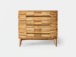 PLISSÉ WOOD - Mango and marble chest of drawers - drawer by Vical Home