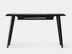 PLISSÉ WOOD - Mango and marble secretary desk with drawers - Desk by Vical Home