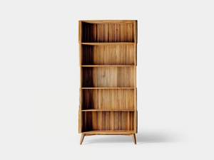 PLISSÉ WOOD - Open mango and marble bookcase - Cabinet by Vical Home