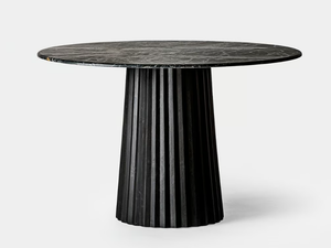 PLISSÉ WOOD - Round mango and marble table - Table by Vical Home
