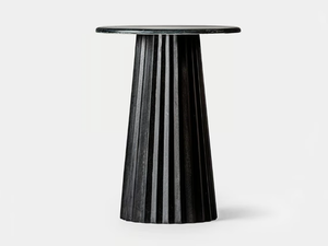 PLISSÉ WOOD - Round mango and marmble high side table - Coffee table by Vical Home