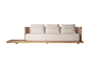 TRENA - 3-seater fabric and wooden sofa with integrated coffee table - Sofa by Vical Home