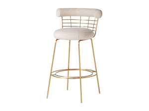 TRESIVIO - Upholstered brass barstool with back - Stool by Vical Home