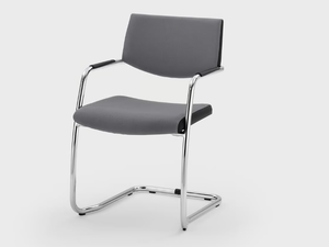 LOGIKA - Cantilever fabric reception chair with armrests - Chair by Viganò