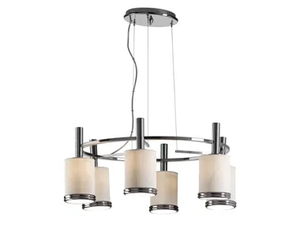 GILDA 6 - Suspension lamp in brass and porcelain - Ceiling lamp by VILLARI
