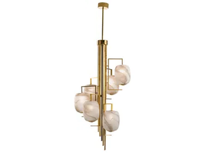 ROMA - Suspension lamp in brass and Murano glass - Ceiling lamp by VILLARI