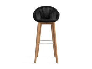 EDGAR - High wicker garden stool with footrest - Stool by Vincent Sheppard