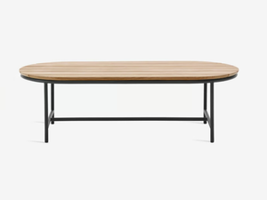 WICKED - Oval low aluminium and wood garden side table - Side table by Vincent Sheppard
