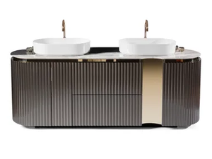LEONARDO - Floor-standing double wooden vanity unit - Washbasin cabinet by Visionnaire