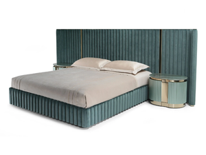 LEONARDO - Velvet double bed with high headboard - Bed frame by Visionnaire