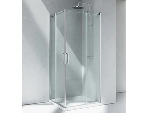 GLISS DA+DA - Corner rectangular glass shower cabin with sliding door - Door by VISMARAVETRO