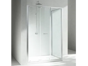 JUNIOR GM+GF - Corner tempered glass shower cabin with folding door - Door by VISMARAVETRO