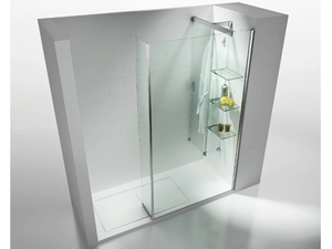 SCREEN - Tempered glass sliding panel with shelves and hooks - Sanitary accessories by VISMARAVETRO