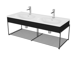EQUAL - Double wooden vanity unit with towel rail - Washbasin cabinet by VitrA Bathrooms