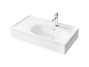 EQUAL - Wall-mounted ceramic washbasin with integrated countertop - Washbasin by VitrA Bathrooms