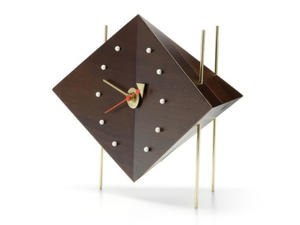 DIAMOND CLOCK - Table-top walnut clock - Styling by Vitra