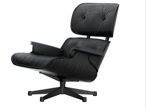 EAMES LOUNGE CHAIR BLACK VERSION - Swivel leather armchair with armrests - Armchair by Vitra