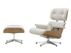 EAMES LOUNGE CHAIR & OTTOMAN NUBIA - Swivel fabric armchair with footstool - Armchair by Vitra