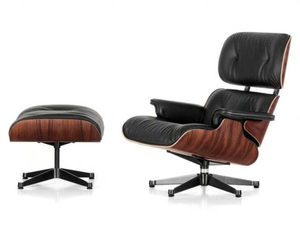 EAMES LOUNGE CHAIR & OTTOMAN - Swivel leather armchair with footstool - Armchair by Vitra
