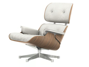 EAMES LOUNGE CHAIR WHITE VERSION - Swivel leather armchair with armrests - Armchair by Vitra