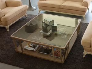 DEDALO - Square wood and glass coffee table - Coffee table by VOLPI